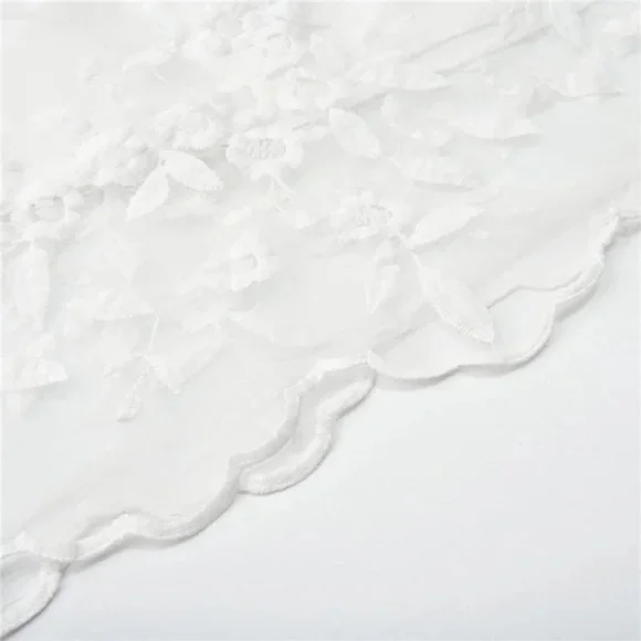 021 Boho White Floral Embroidered Formal Wedding Prom Dress - Picture 5 of 9